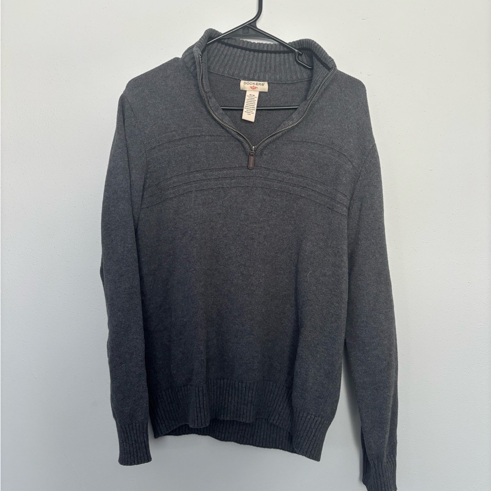 Dockers Men's Charcoal Zip-Up Sweater